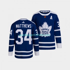 Toronto Maple Leafs Auston Matthews 34 Adidas 2022 Reverse Retro Blauw Authentic Shirt - Mannen